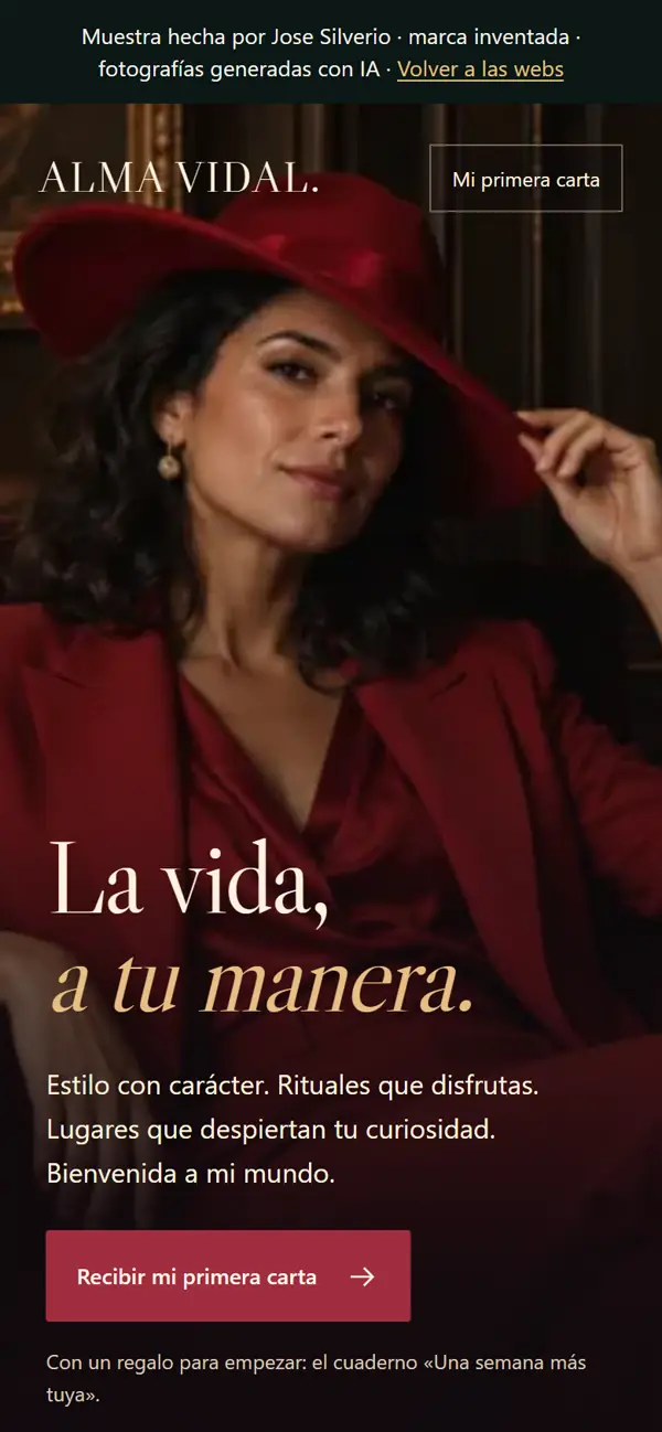 Primera pantalla de la muestra Alma Vidal